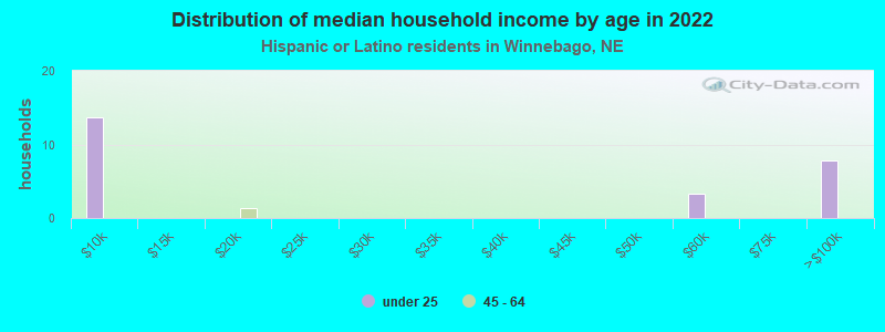 Distribution of median household income by age in 2019