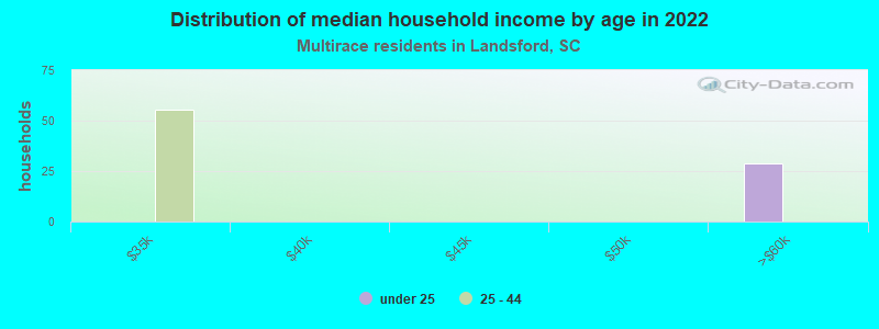 Distribution of median household income by age in 2022