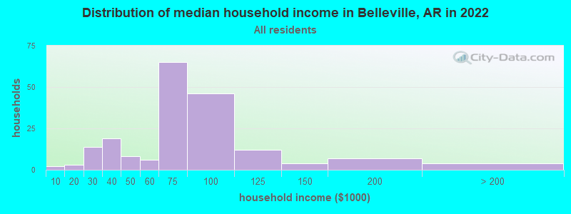 Distribution of median household income in Belleville, AR in 2022