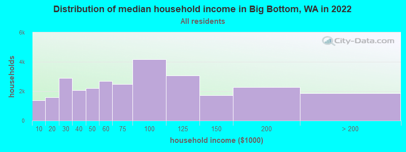 Distribution of median household income in Big Bottom, WA in 2019