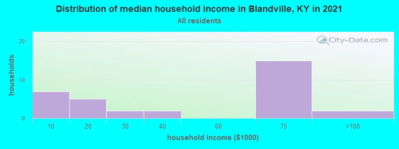 Distribution of median household income in Blandville, KY in 2022