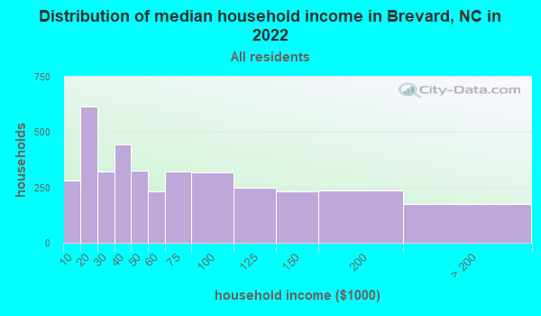 Household Income Distribution Brevard NC Small 