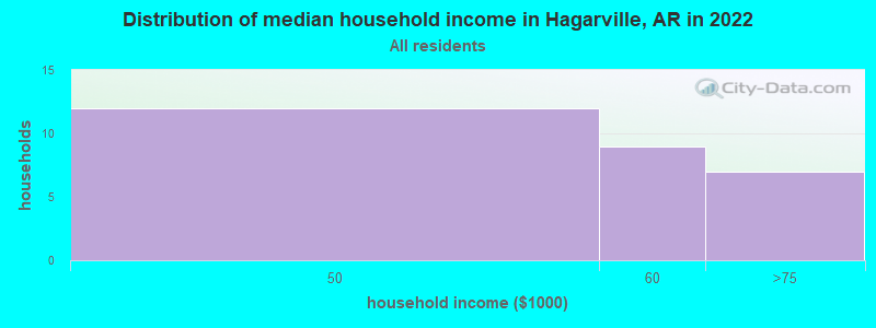 Distribution of median household income in Hagarville, AR in 2022