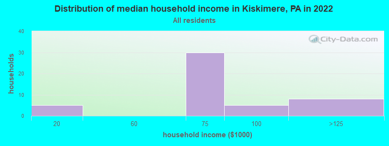 Distribution of median household income in Kiskimere, PA in 2022