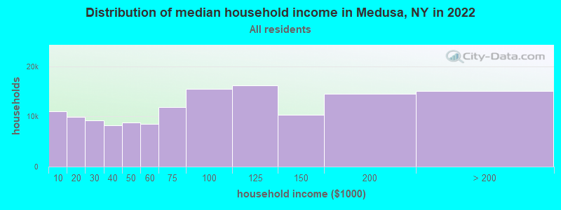 Distribution of median household income in Medusa, NY in 2022