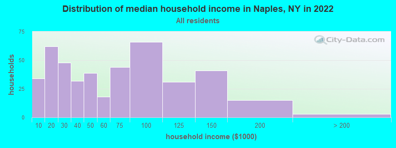 Distribution of median household income in Naples, NY in 2022