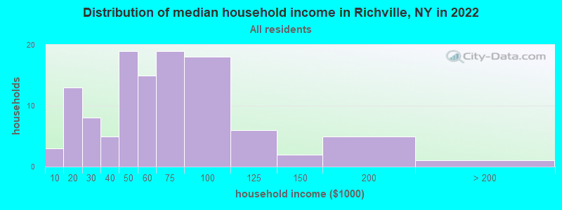 Distribution of median household income in Richville, NY in 2022