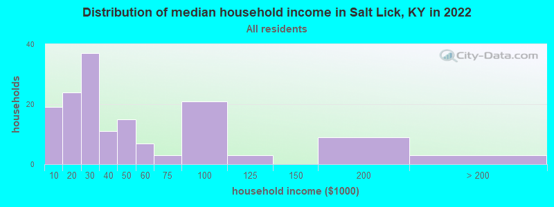 Distribution of median household income in Salt Lick, KY in 2022