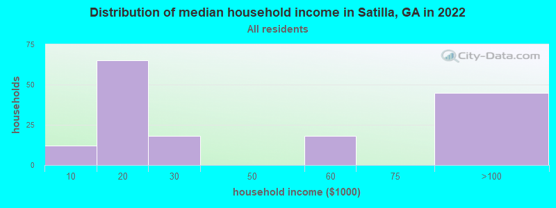 Distribution of median household income in Satilla, GA in 2022
