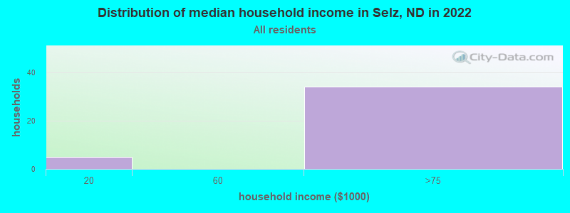 Distribution of median household income in Selz, ND in 2021