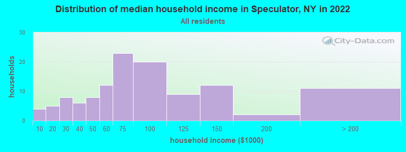 Distribution of median household income in Speculator, NY in 2022