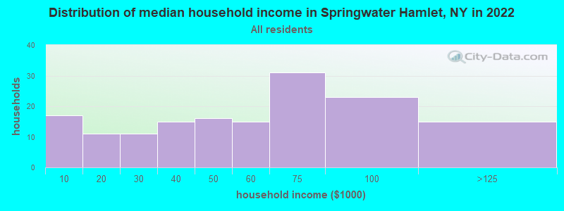 Distribution of median household income in Springwater Hamlet, NY in 2022