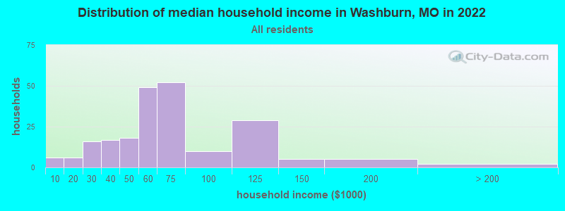 Distribution of median household income in Washburn, MO in 2022