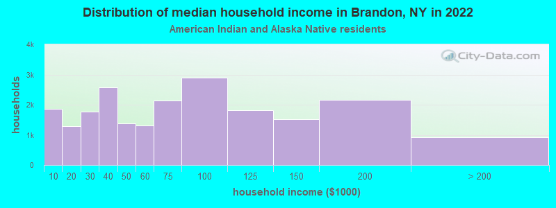 Distribution of median household income in Brandon, NY in 2022