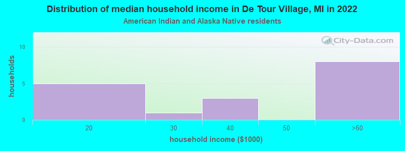 Distribution of median household income in De Tour Village, MI in 2022