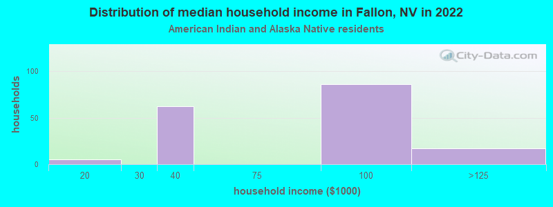 Distribution of median household income in Fallon, NV in 2022