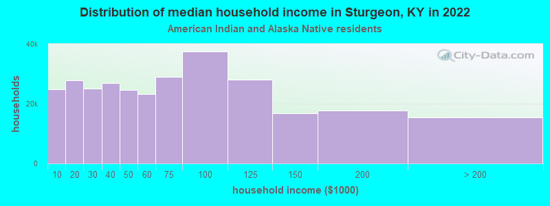 Distribution of median household income in Sturgeon, KY in 2022