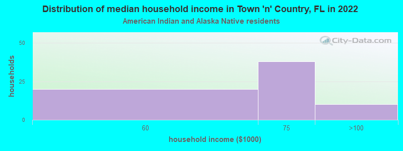 Distribution of median household income in Town 'n' Country, FL in 2022