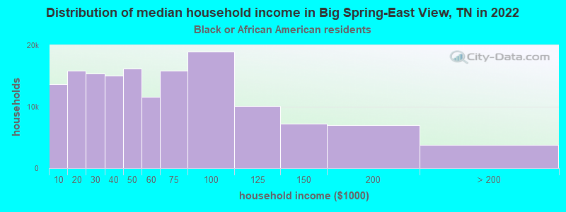 Distribution of median household income in Big Spring-East View, TN in 2022