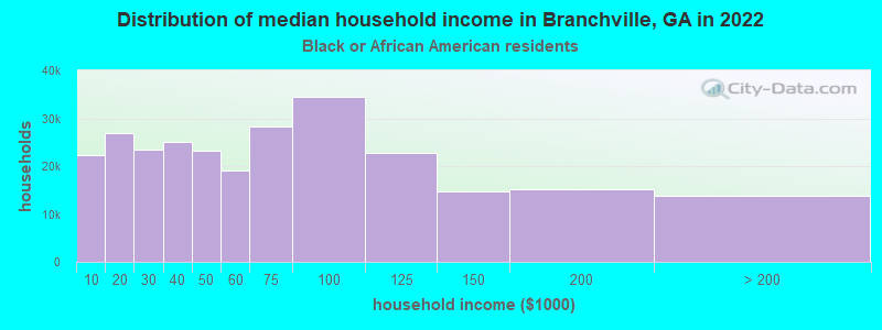 Distribution of median household income in Branchville, GA in 2022