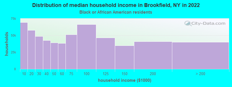 Distribution of median household income in Brookfield, NY in 2022