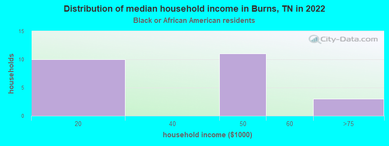 Distribution of median household income in Burns, TN in 2022