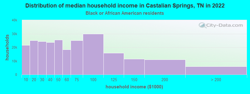 Distribution of median household income in Castalian Springs, TN in 2022