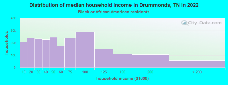 Distribution of median household income in Drummonds, TN in 2022