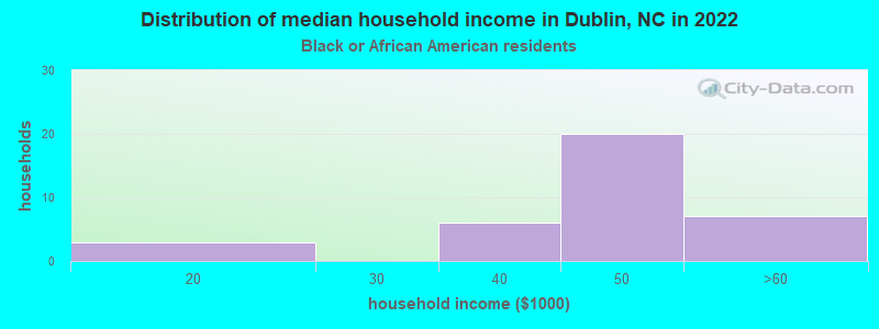 Distribution of median household income in Dublin, NC in 2022