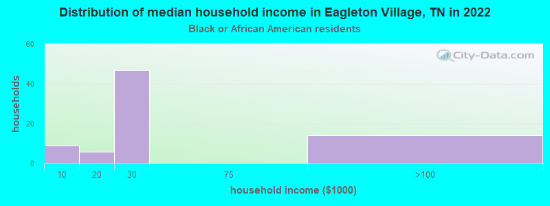 Distribution of median household income in Eagleton Village, TN in 2022