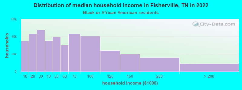 Distribution of median household income in Fisherville, TN in 2022