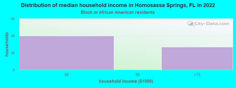 Distribution of median household income in Homosassa Springs, FL in 2022