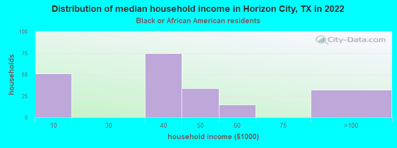 Distribution of median household income in Horizon City, TX in 2022