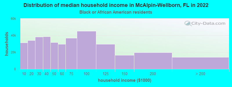 Distribution of median household income in McAlpin-Wellborn, FL in 2022