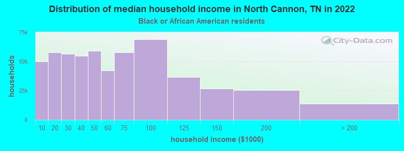 Distribution of median household income in North Cannon, TN in 2022