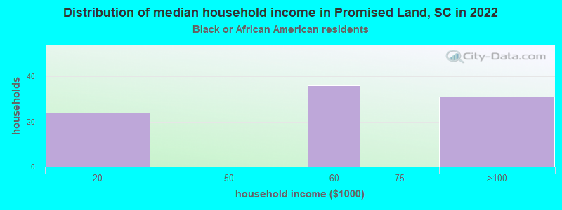 Distribution of median household income in Promised Land, SC in 2022