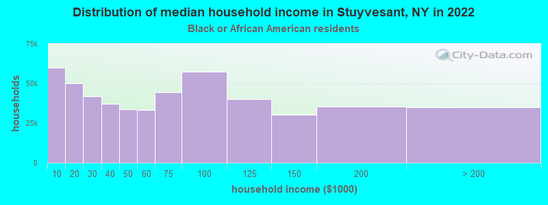 Distribution of median household income in Stuyvesant, NY in 2022