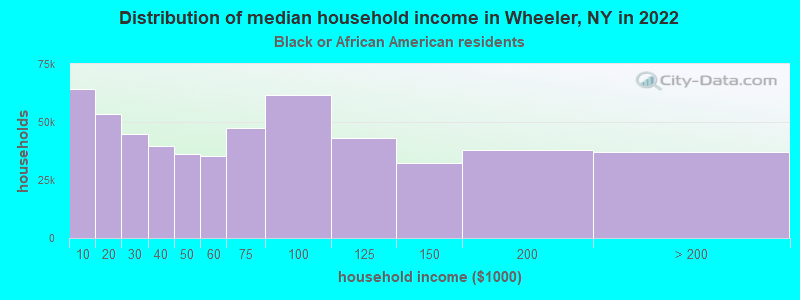 Distribution of median household income in Wheeler, NY in 2022