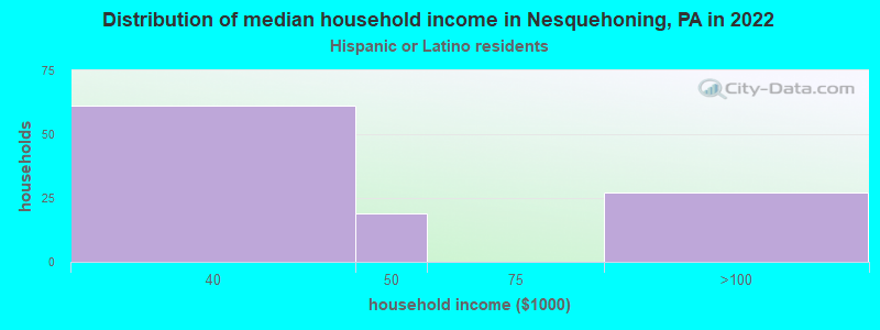 Distribution of median household income in Nesquehoning, PA in 2022