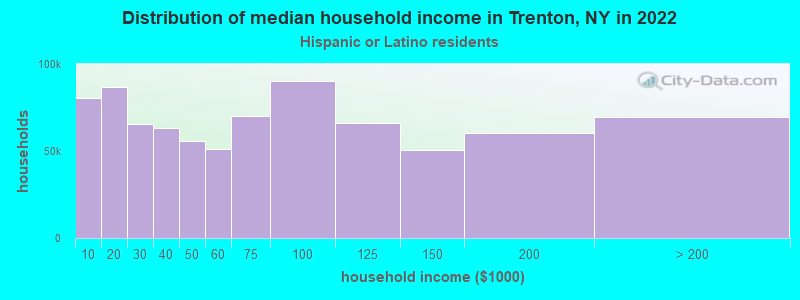 Distribution of median household income in Trenton, NY in 2022