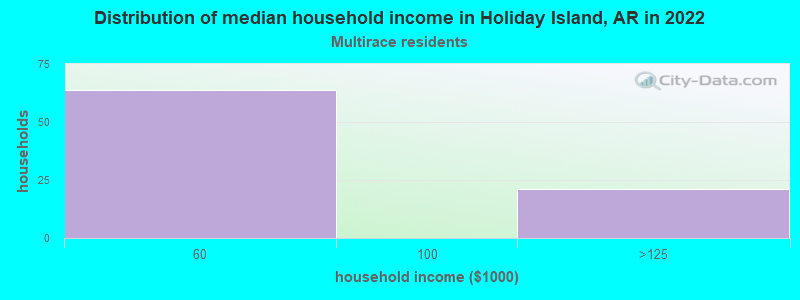 Distribution of median household income in Holiday Island, AR in 2022