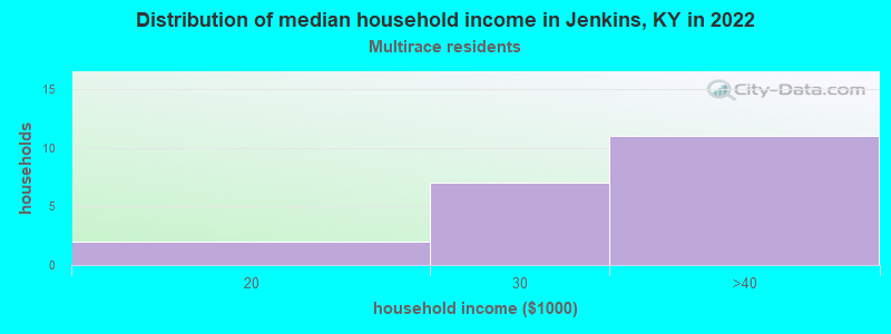 Distribution of median household income in Jenkins, KY in 2022
