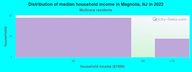 Distribution of median household income in Magnolia, NJ in 2022