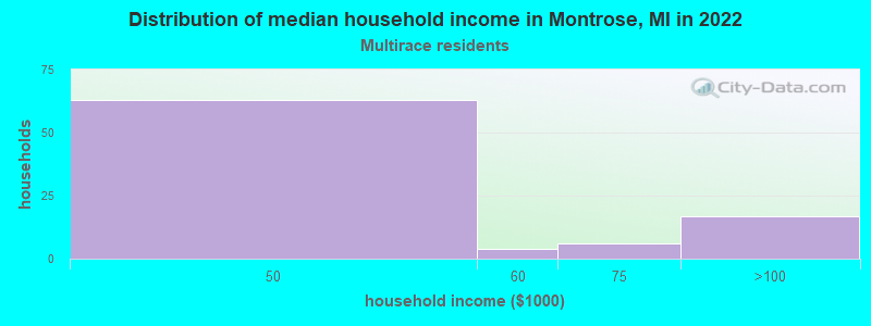 Distribution of median household income in Montrose, MI in 2022
