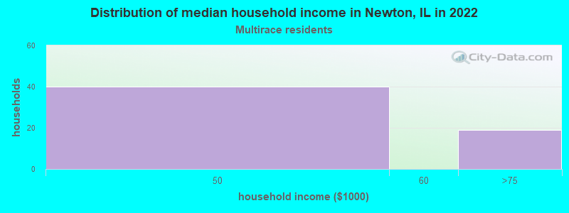 Distribution of median household income in Newton, IL in 2022