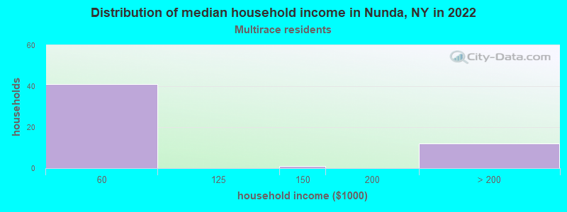 Distribution of median household income in Nunda, NY in 2022