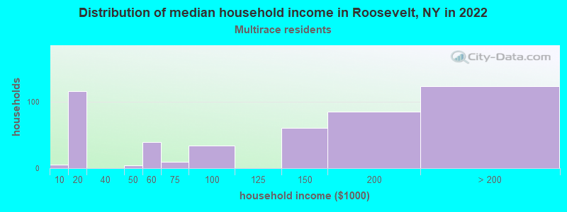 Distribution of median household income in Roosevelt, NY in 2022