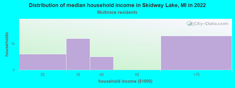 Distribution of median household income in Skidway Lake, MI in 2022