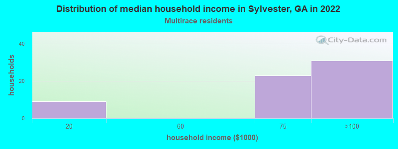 Distribution of median household income in Sylvester, GA in 2022