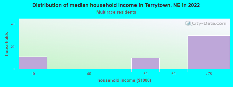Distribution of median household income in Terrytown, NE in 2022